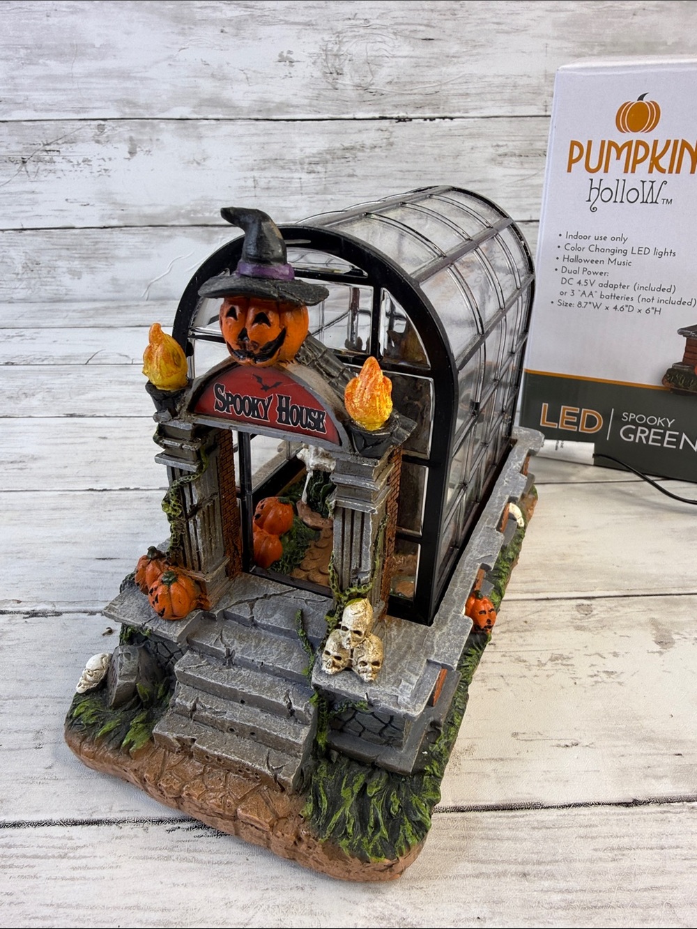 Pumpkin Hollow/Lemax Spooky Greenhouse Lights/Musical Halloween Village WORKS